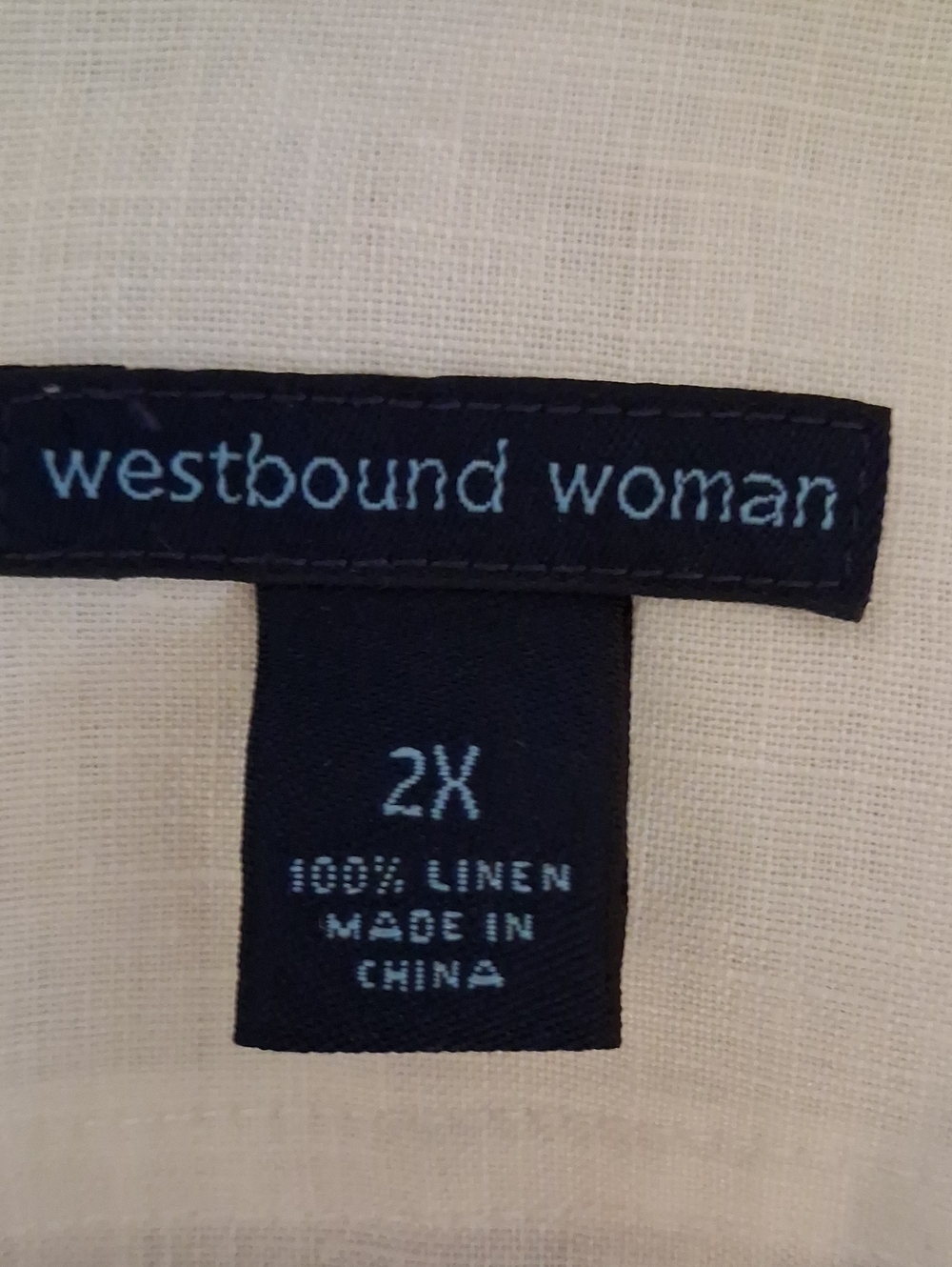 Never Worn Westbound Woman White 100% Linen Button-Up Top Patch Pockets 2X - Picture 6 of 13